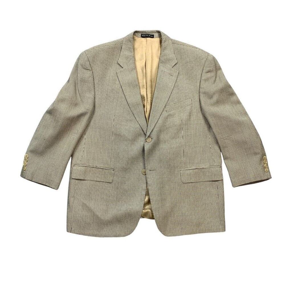 Ralph by‎ Ralph Lauren Blazer Mens 44 Cream Black Silk 2 Button Suit Jacket
